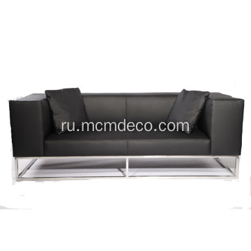 Современный кожаный диван с рамой из нержавеющей стали